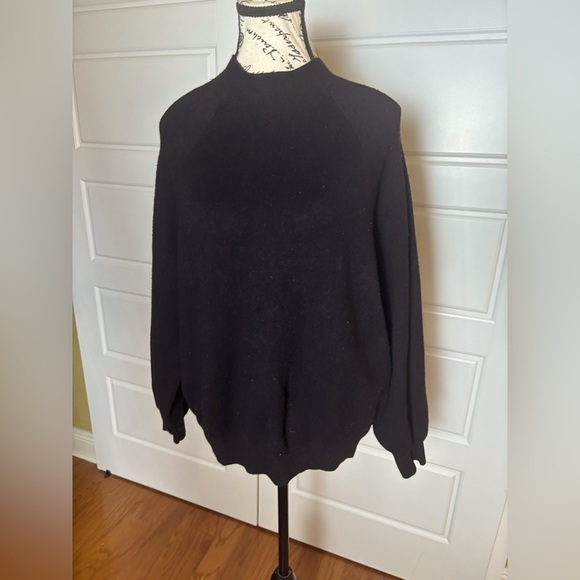 ANTHROPOLOGIE Cozy Mock-Neck Sweater in Black Large - Picture 1 of 5